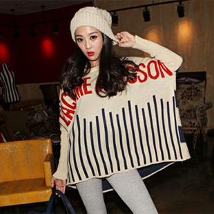 Winter women's large size fashion personality letter all-match female bat sweater outerwear hot  free shipping