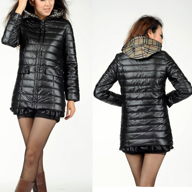 Winter women's medium-long with a hood slim PU thickening wadded jacket outerwear down cotton-padded jacket cotton-padded jacket