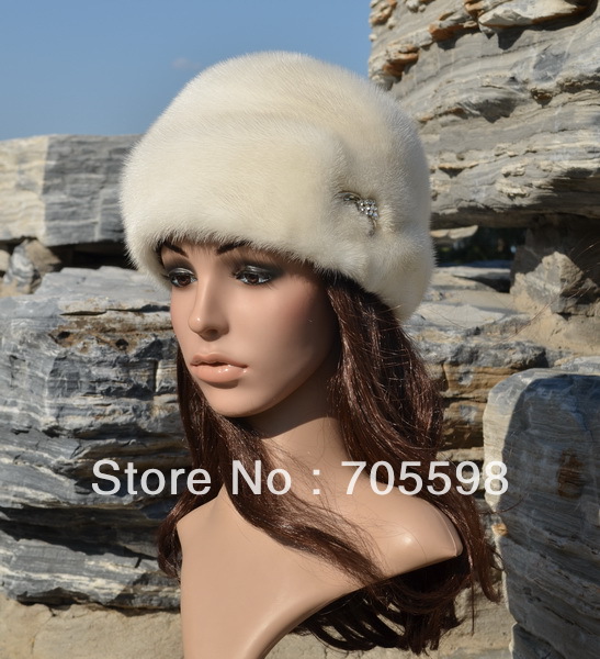 Winter women's mink full  beret genuine leather fur