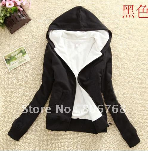 Winter Women's relaxed casual thickened large code plus velvet hooded sweater warm cardigan jacket