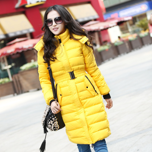 Winter women's slim down coat solid color thickening medium-long female outerwear plus size