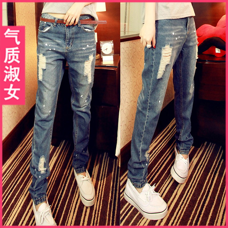 Winter women's spring 2013 street style knee cat's claw loose pants jeans pants trousers