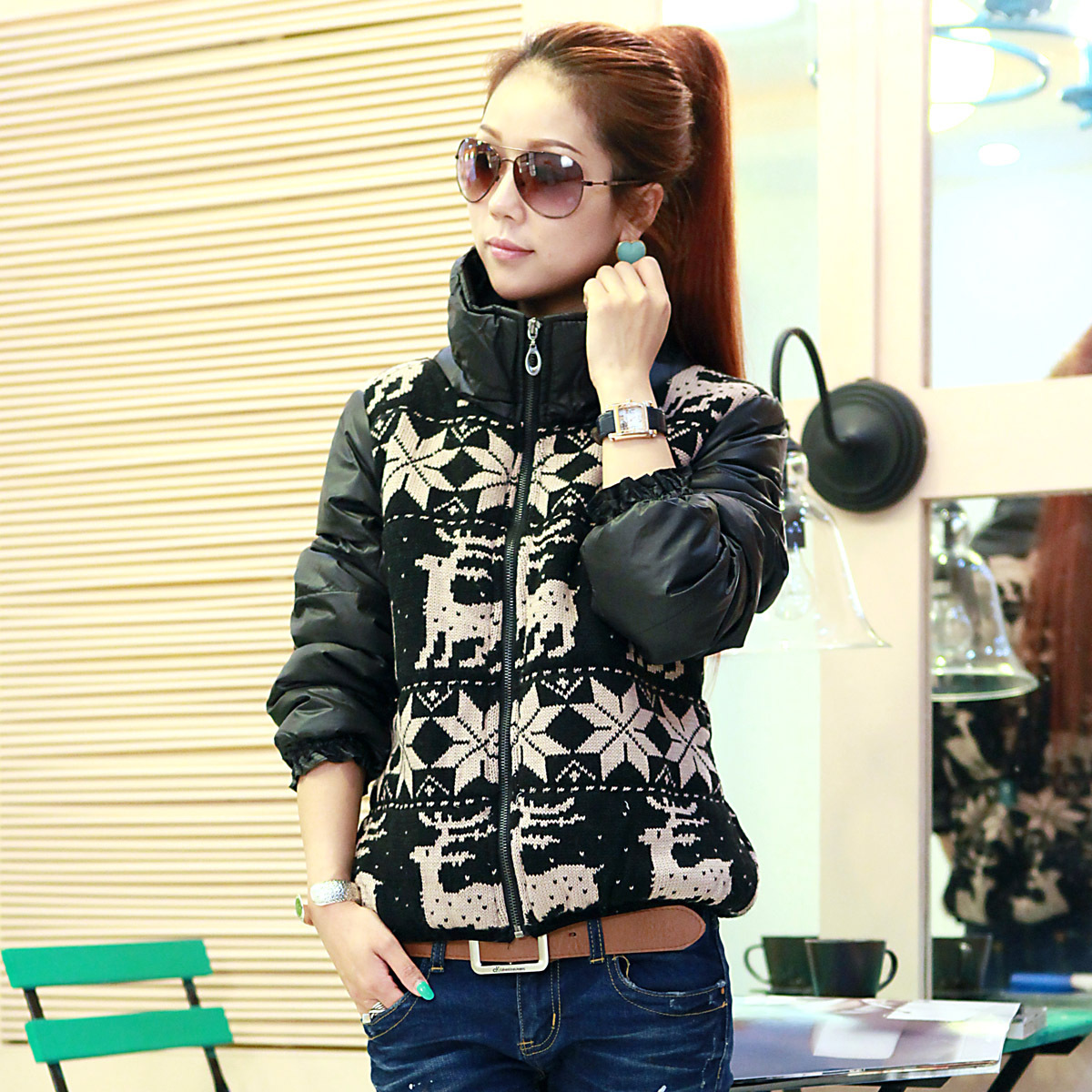 Winter women's wadded jacket thin wadded jacket women's cotton-padded jacket outerwear female short design overcoat