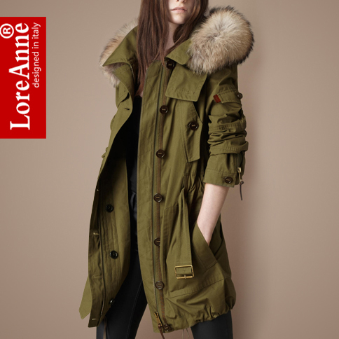 Winter women's winter large fur collar liner trench thick wadded jacket female outerwear