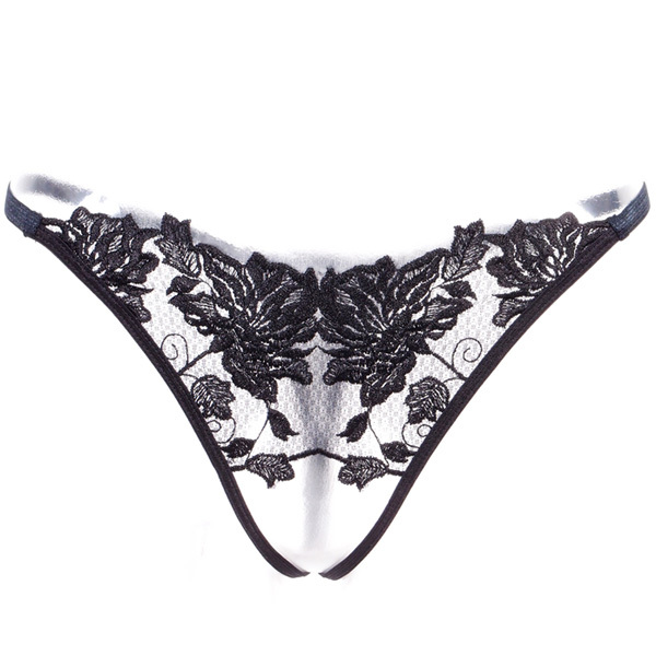 Wire embroidery panties sexy transparent lace embroidered t female thong
