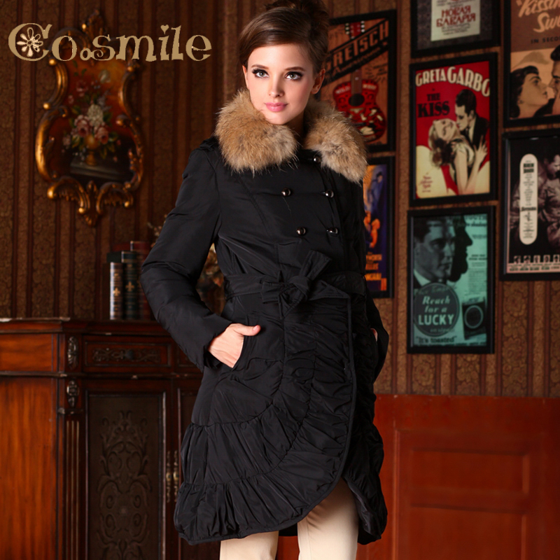 Wire honey maternity clothing winter outerwear fashion maternity raccoon fur down coat long overcoat design thickening