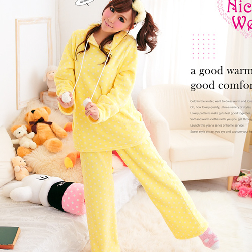 Wire small lourie long-sleeve coral fleece lounge set winter thickening