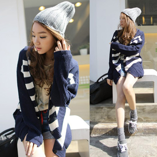 With a hood V-neck sweater cardigan outerwear 11583 free shipping