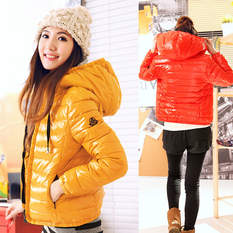 With a hood wadded jacket candy color glossy cotton-padded jacket w3381 198