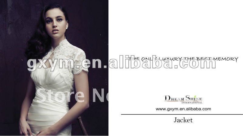WJ023 Customized color free elegant short sleeve boleros high quality lace bridal jackets