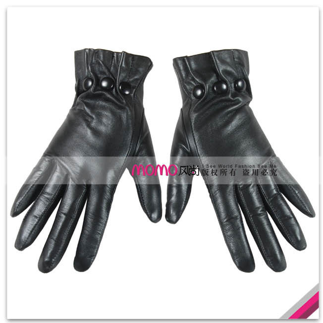 Woma set warmen sheepskin leather buckle women's genuine leather gloves l037nq