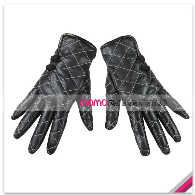 Woma warmen 's top suede plaid chinese style women's genuine leather gloves l034nc