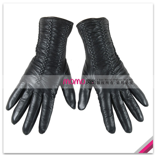 Woma warmen 's top suede pleated thermal type women's genuine leather gloves l029nz