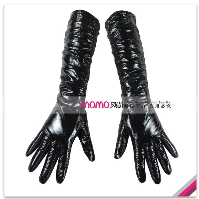 Woma warmen suede japanned leather thermal long design gloves women's genuine leather gloves ln0021c