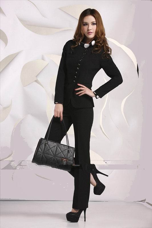 Woman Fomal Dress OL Temperament Suit and Pant Black Lady Working Dress Free Shipping