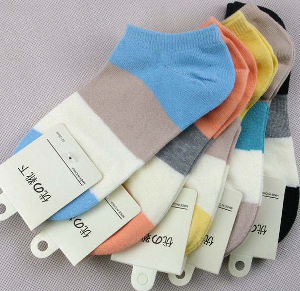 woman healthy and comfortable cotton socks fashion striped ankle socks free shipping