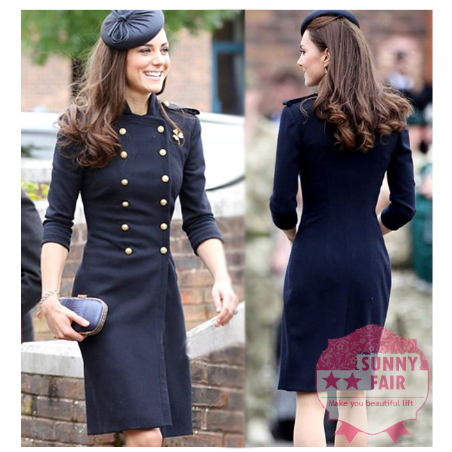 Woman's Brand Double Breasted Cashmere Epaul Coat Jacket Outwear Princess Kate