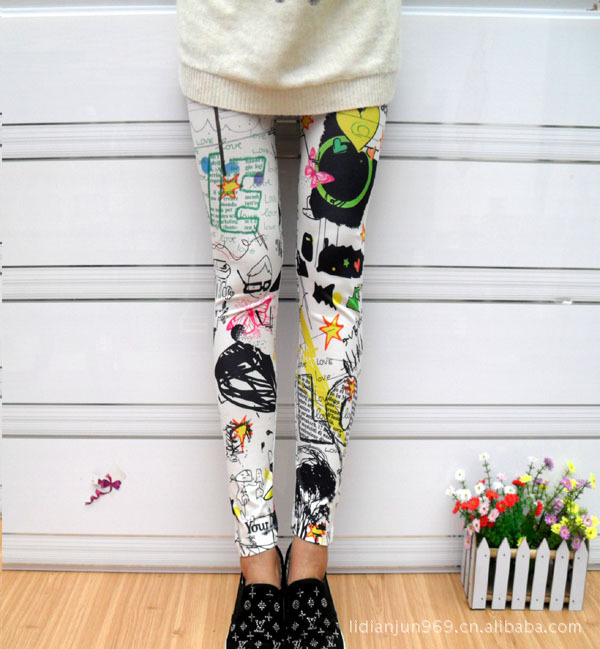 Woman's  Leggings Tights characteristiced design with printed picture  slim design for summer