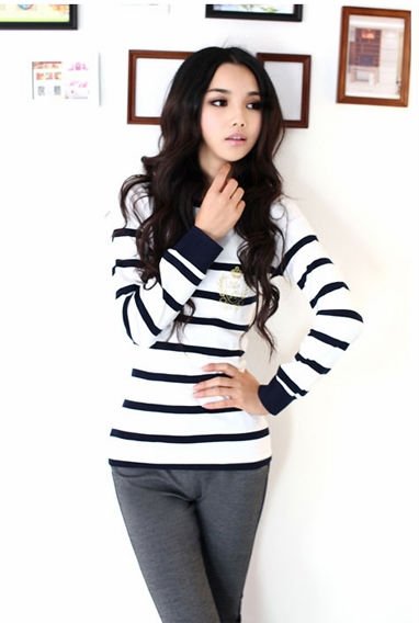 Woman Striped Shirt,Lady Shirt,Stripe Pullover Drop Shipping,New&Cheap Fashion T-Shirt,3 Days Leading,Wholesale/1 Pcs/Lot-D-9267