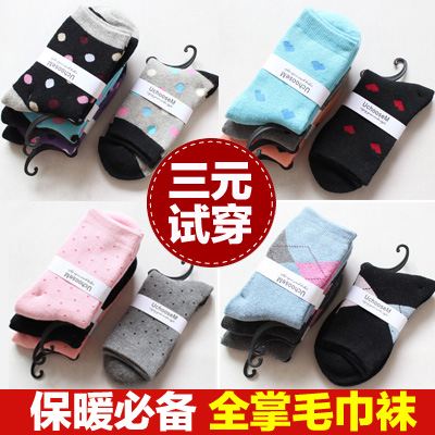 Women 100% cotton towel socks autumn and winter