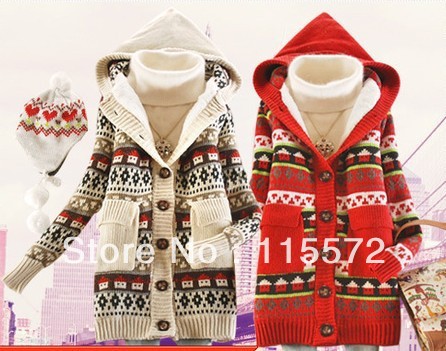 women 1pc winter warm slim cotton coat hoodies party cloth sweater cardigan outfit
