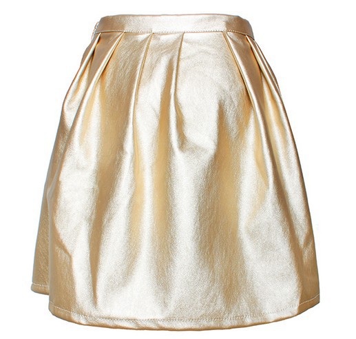 Women A-line wash leather skirt / Pu leather skirt