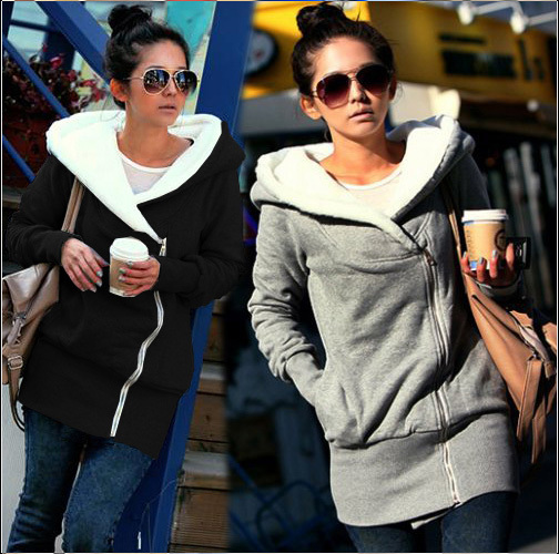 women autumn winter dress coat jacket black gray fashion clothes warm hoodie 810 free shipping