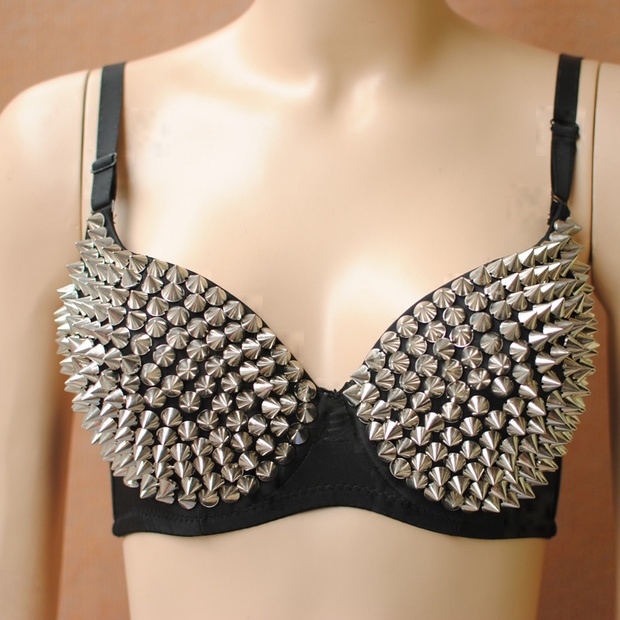 Women bras Party Disco All-over Spike Stud Pattern Bra Sexy Bras for women high Quality free shipping