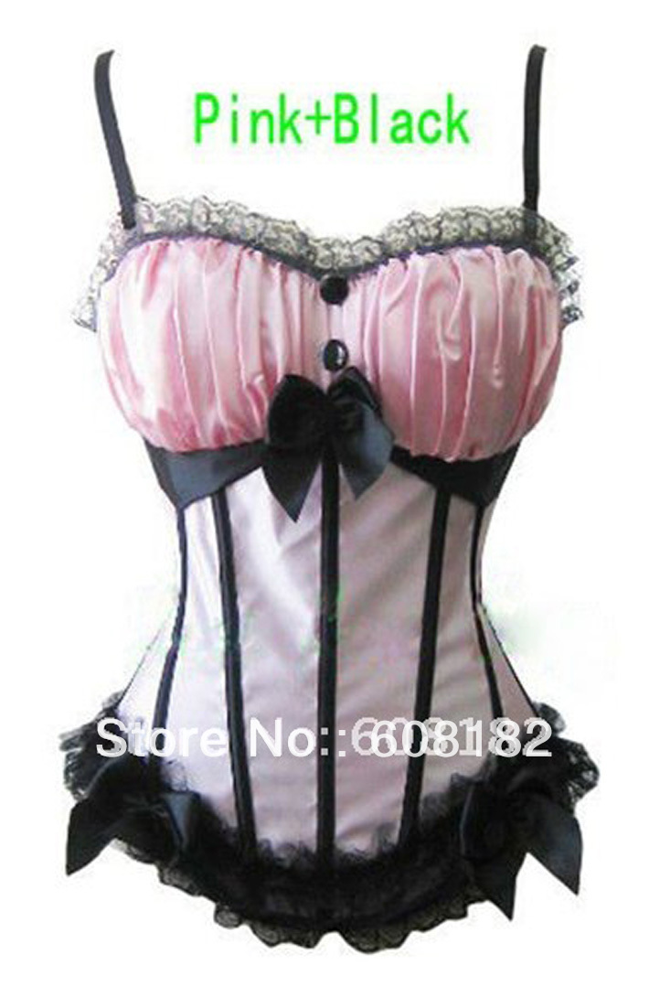 Women bustier Sexy Lingerie Pink  Corset (bustier+G-string) wholesale and retail 0897