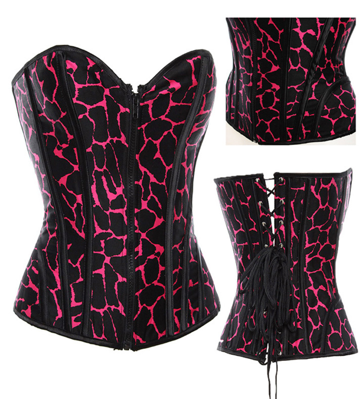 Women bustier steel bone zip  Corset(overbust)  Sexy Lingerie Red   0841