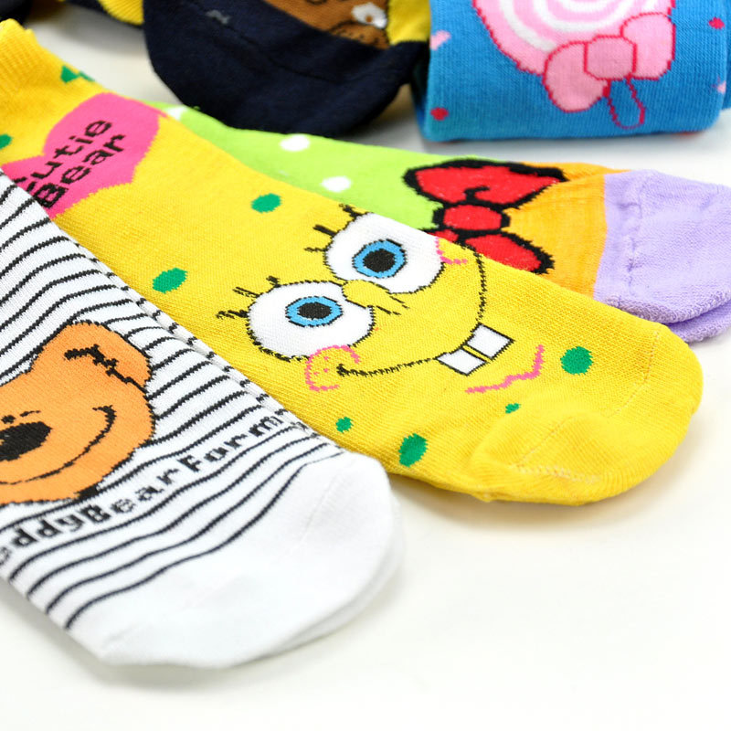 women cartoon cotton sock female summer cute toe socks stockings wholesales free fast shipping colors random