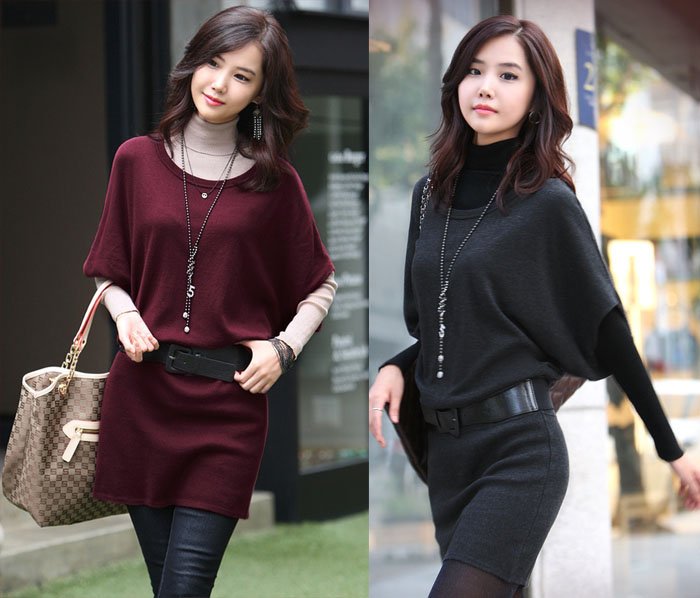 Women Casual Crewnecks Sweater Coat Mid Sleeve Tunic T-Shirt Blouse Knit Top New  HR116