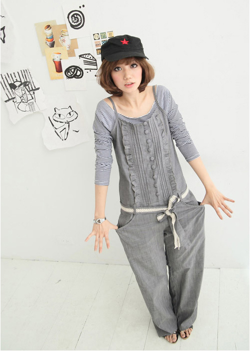 women casual suspenders jumpsuits for women --grey #11914
