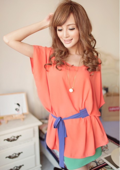 Women Chiffon Batwing Sleeve Blouse Loose Shirts,Free Shipping
