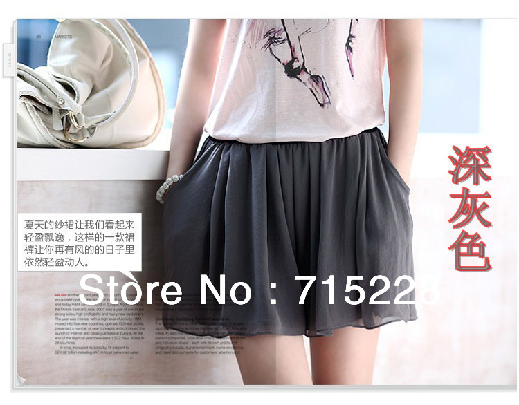 Women Chiffon culottes Korean version of loose shorts High waist shorts code divided skirts Free shipping Wholesale