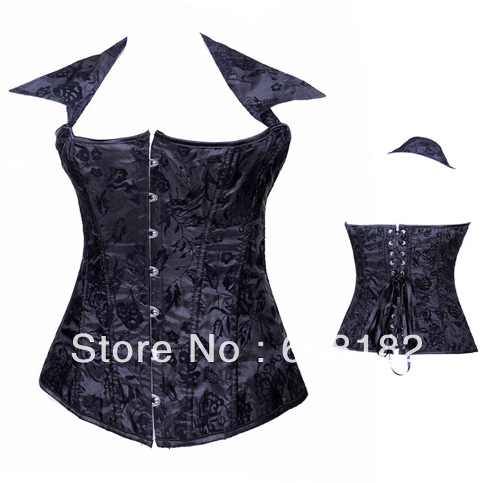 Women Clothing  Corset(bustier + g-string) Sexy Lingerie Satin Black 1747