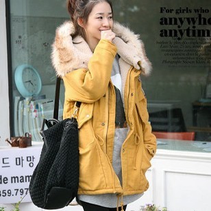 Women clothing/ Women's Winter Elegant Slim Fit Long Fashion Coat Jacket Woolen fur Collar Outwear with hood.  free shipping
