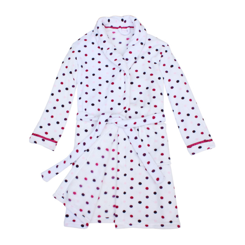 Women coral fleece small dot plus size robe bathrobes 474