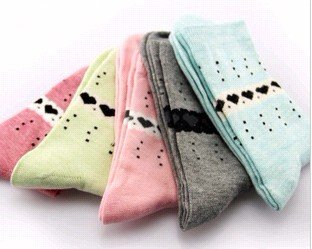 women  cotton socks. sweet heart boat socks,mix color. 20piece/lot, freeshipping
