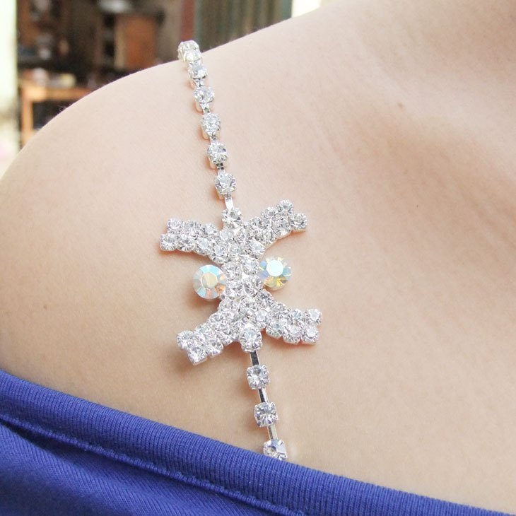 women diamond shoulder strap rhinestone underwear pectoral girdle sparkling double line crystal bra strap-Free shipping
