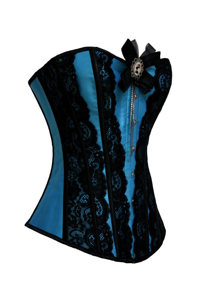 Women Fashion Breasted lacing lace decoration blue body shaping corset 5263 Free Shipping