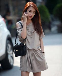 Women Fashion casual one-shoulder Romper Strap Short Jumpsuit/cotton loose Siamese shorts C-0060