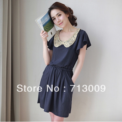 Women Fashion Dresses Short Sleeve Dress Summer Dress Nice Collar 2008 002