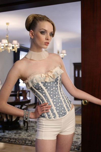 Women Fashion Fashion royal vest body shaping corset chiffon pleated lacing 5221 dot Free Shipping