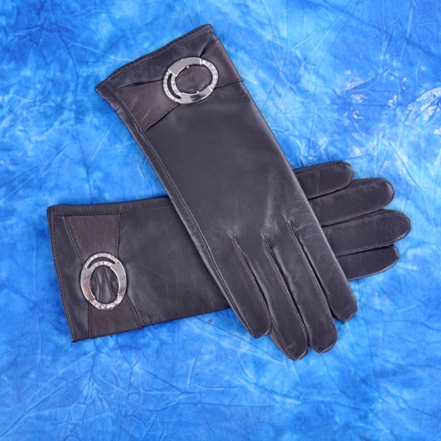 Women fashion genuine leather sheepskin gloves rhinestone rod women's leather gloves genuine leather gloves lengthen