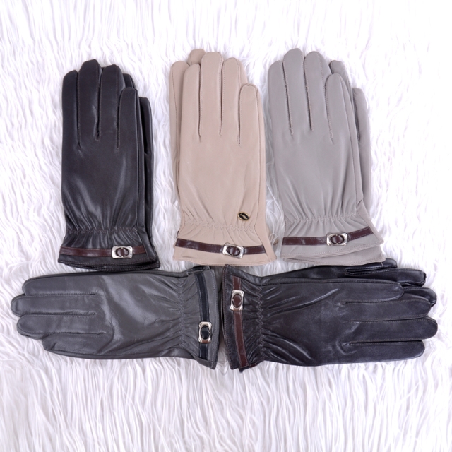 Women fashion genuine leather sheepskin gloves thermal women's outdoor winter sports leather gloves lovers design