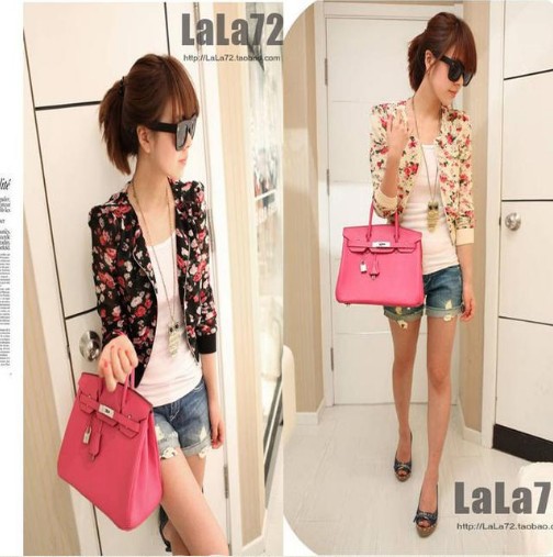 Women Fashion Long Sleeve Floral Print Shrug Short Jacket Chiffon purity style