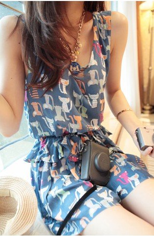 Women Fashion Sleeveless Romper Strap Short Jumpsuit