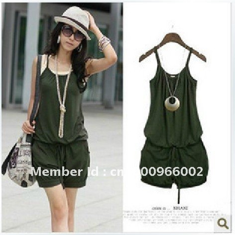 Women Fashion Sleeveless Romper Strap Short Jumpsuit Scoop 3 Colors free shopping