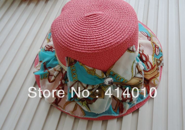 Women Fashion Summer Paper Hat Woman Big Bow Hat 6colors Mixed  10PCS/lot  For Sale FREE SHIPPING